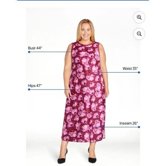 Scoop Women’s Size XL Bodycon Bias Cut Burgundy Floral Sleeveless Modest Dress - Picture 9 of 9